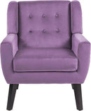 UIXE Accent Chairs Set of 2, Modern Upholstered Arm Chair, Mid-Century Club Armchair Comfy Single Lounge Sofa, Button Tufted Living Room Reading Side Seating for Bedroom Office, Velvet-Purple by CozyNest Decor