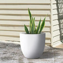 Kante 18 Inch Dia Round Concrete Planter, Indoor Outdoor Large Plant Pot with Drainage Hole and Rubber Plug for Home Patio Garden, Pure White by GreenHaven Gardens