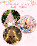 6 Pack Teepee Tent for Kids with Inflatable Airbed, Light, Toddler Tent Children Room Tents, Slumber Party Sleepover Tents, Indoor Outdoor Kids Playtent Playhouse for Girls & Boys by TinyTreasures Baby Boutique