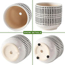Docrin Plant Pots Ceramic: 6.5+5.3+4 Inch Flower Pots with Drainage Holes for Home/Office - Set of 3/White and Black by GreenHaven Gardens