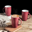 AmorArc Extra Large Coffee Mugs Set of 6, 20oz Ceramic Tall Coffee Mugs with Textured Geometric Patterns for Latte/Tea/Beer/Hot Cocoa, Dishwasher & Microwave Safe, Burgundy by CozyNest Decor
