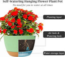 Bevgems 3 Pack 8.26 Inch Hanging Planters, Plastic Self-Watering Hanging Flower Plant Pot, Decorative Flower Pot Holder with Drainage Holes & Removable Tray for Indoor Outdoor Plants,Flowers, Herbs by GreenHaven Gardens