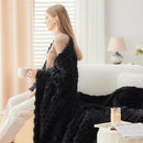 NEWCOSPLAY Super Soft Throw Blanket Black Premium Silky Flannel Fleece 3D Clouds Stylish Jacquard Lightweight Bed Blanket All Season Use 350GSM (Black, Throw(50"x60")) by CozyNest Decor