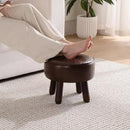 Small Foot Stool Ottoman, Round Pouf Foot Rest, Footstool Ottomans with Rubber Legs Under Desk, Faux Leather Footrest for Couch, Living Room, Bedroom, Office, 13''L x 13''W x 10.2''H, Coffee by CozyNest Decor