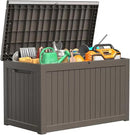 230 Gallon Resin Deck Box, Lockable Patio Outdoor Storage Box for Furniture, Garden Tools and Tools Storage, Waterproof Outside Storage Boxes - Grey by CozyNest Decor