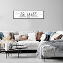 Be Still And Know That I Am God: Christian Bible Verse Wall Art Framed Scripture Sign Farmhouse Entryway Wall Hanging Plaque Religious Decor For Living Room Bedroom 12"X40" by CozyNest Decor