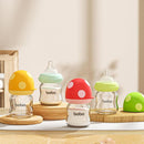 YOHKOH Natural Glass Baby Bottle with Natural Response Nipple, Newborn Anti-Colic Baby Bottles, Wide Neck Mushroom Cap Baby Bottle, Clear (Multicolour-A, 3.4oz (Pack of 4)) by TinyTreasures Baby Boutique