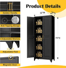Kitchen Pantry Cabinet,75”Black Metal Storage Cabinets with Doors and 4 Adjustable Shelves,Kitchen Cabinet with 2 Gold Handles,Tall Cabinet for Livingroom, Bathroom by CozyNest Decor