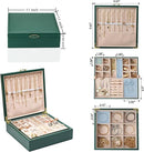 2-layer jewelry box，Jewelry Organizer with Handle，with hanging necklace hooks, detachable jewelry trays, suitable for storing a large amount of jewelry gift box (Large-Green) by TinyTreasures Baby Boutique