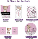 Personalized Nursery Crib Bedding Set: Custom Name Pink 5 Piece Baby Crib Sets with Leopard Design - Toddler Double Layer Blanket Set, Comfortable Crib Bed Sheets for Baby Grils by TinyTreasures Baby Boutique