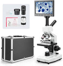 [Blood Version] Vabiooth Dual-View Compound Monocular Microscope 40X-2500X Magnification with 7" LCD Screen 5MP E-Eyepiece, Adjustable Mechanical Stage, Aluminum Carry Box for observing Live Blood by TinyTreasures Baby Boutique
