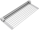 Surpahs Over Sink Foldable Multipurpose Roll-Up Dish Drying Rack, Silicone Wrapped Stainless Steel, Warm Gray, 17.5" x 13.1" by CozyNest Decor