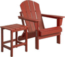WO Home Furniture Adirondack Chair Table Set of 2 PCS Outdoor Folding Chair w Side Table Weather/UV Resistant for Lawn, Garden, Bon Fire, Balcony (Red) by GreenHaven Gardens
