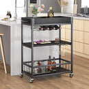 Bar Cart Serving Wine 3 Tier Home Rolling Rack with Wheels Mobile Kitchen Industrial Vintage Style Wood Metal Serving Trolley Serving Cart, Drink Cart for Living Room Kitchen by CozyNest Decor