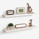 Axeman Floating Shelves for Wall - 32''W x 8'' D Rustic Solid Elm Wood Shelves for Storage, Wall Mounted Display Shelving with Invisible Heavy-Duty Metal Bracket (White Wash, 2PCs)