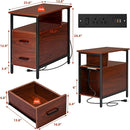 Narrow Side Tables with Charging Station, Narrow End Table with Wooden Drawers, USB Ports and Power Outlets, Nightstand and Bedside Table for Bedroom, End Tables Living Room, Espresso by TinyTreasures Baby Boutique