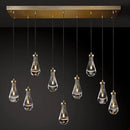 Raindrop 9-Light Chandeliers for Dining Room Gold Dining Room Lights Fixture Over Table, Brass Pendant Lights Kitchen Island, Adjustable Rope Teardrop Hanging Lamp Ceiling for Living Room by CozyNest Decor
