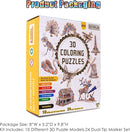 3D Coloring Puzzle Set, Arts and Crafts for Girls and Boys Age 6 7 8 9 10 11 12 Year Old, Fun Educational Painting Crafts Kit with Supplies for Kids, Birthday Toy Gift for Kids by TinyTreasures Baby Boutique