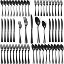 Lazycorner 50 Pcs Black Silverware Set for 10, Mirror Polished Flatware Set Stainless Steel Fork Knife Spoon, Food Grade Eating Utensils Sets, Reusable Silverwear Cutlery Set, Dishwasher Safe by CozyNest Decor