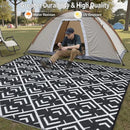 RV Outdoor Rug Waterproof Mat Outdoor Rugs 9'x12' for Patios Clearance Carpet Outdoor Camping Rugs Large Plastic Straw Rug(8x10ft Geometric Black&White) by GreenHaven Gardens