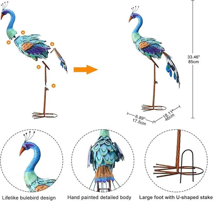 Nacome Metal Peacock Statues for Garden Decor: Outdoor Sculptures Clearance Lawn Ornaments for Patio Balcony Front Backyard - Unique Gifts for Grandma Mom, photo 4 of 6