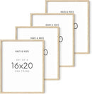 Haus and Hues 16"x20" Beige Oak Wood Picture Frame Set of 4 - 16x20 Wood Picture Frame, 16x20 Frames 4 Pack, 16x20 Poster Frame, 16x20 Frame Wood, 16 by 20 Picture Frames, Set of 4 Frames 16x20 Frame Only (Beige Oak) by CozyNest Decor