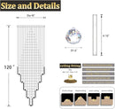 Flashing God 40''X120 High Ceiling Chandelier Crystal Raindrop Gold Chandeliers Staircase Large Chandelier Villa Entrance Foyer Pendant Light Foyer High Ceiling Light 15 GU10 Bulb Dimming by CozyNest Decor