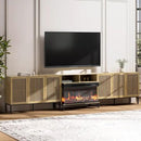 3-Sided Glass Farmhouse Fireplace TV Stand for TVs Up to 110 Inch, Oak Entertainment Center with 36" Electric Fireplace, TV Console with Storage Cabinets for Living Room by CozyNest Decor