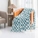 LOMAO Throw Blankets Flannel Blanket with Checkerboard Grid Pattern Soft Throw Blanket for Couch, Bed, Sofa Luxurious Warm and Cozy for All Seasons (Light Blue, 40"x50") by CozyNest Decor