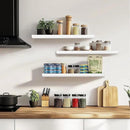 3-Pack Floating Wall Shelves, 24-Inch Rustic White Wooden Shelves for Storage and Décor, Easy Installation for Living Room, Bedroom, and Kitchen by CozyNest Decor