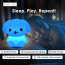 Combined Bluetooth Speaker & Nightlight With 9 Color Emissions, Child Friendly Silicone & BPA Free, USB Recharging, Receives Audio From Computer, Phone Or Tablet, and includes Remote Control (Dog) by TinyTreasures Baby Boutique