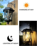Solar Lanterns Outdoor Waterproof, Hanging Solar Lights with Glass Shade - 2 Pack LED Metal Wall Mount Outdoor Light for Yard/Garden/Patio - Black by GreenHaven Gardens