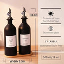HOMCDALY Olive Oil Dispenser for Kitchen, 16oz Glass Oil Bottles with Bamboo Tray, Black Oil&Vinegar Cruet Set, Kitchen Dispenser Bottles with Pourer | Set of 2 (16oz – Black) by CozyNest Decor