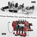 CCCEI Modular Power Tool Organizer Wall Mount Charging Station, Red 6 Drills Holder with 8 Plug Power Strip 10FT, Garage Drill Battery Heavy Duty Metal Shelf, Utility Rack with Hooks, Side Storage. by GreenHaven Gardens