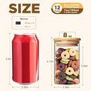8oz Glass Food Storage Jars, Glass Jars with Bamboo Lids, Kitchen Storage Jars, Set of 12, Canisters with Airtight Lids for Spice, Coffee, Cookie, Pantry Organizers by CozyNest Decor