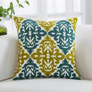 HWY 50 Decorative Throw Pillow Covers 18x18 Inch (1 Piece), Embroidered Cotton Farmhouse Cushion Cover Pillow Case for Sofa Couch Living Room Bed Bedroon, Blue and Green Floral Geometric by CozyNest Decor