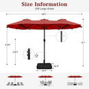 Vongrasig 15FT Large Patio Umbrella with Base Included, Outdoor Double sided Umbrellas with Crank Handle, Rectangle Table Umbrella for Pool Lawn Garden Market by GreenHaven Gardens