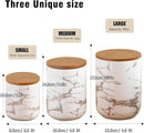 White Ceramic Canister Set with Wooden Lid, 3-Piece Food Storage Jars for Kitchen Counter, Storage Container for Sugar, Coffee, Tea, Spice by CozyNest Decor
