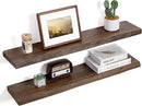 Floating Shelves for Wall Decor, Rustic Solid Elm Wood Live Edge Floating Shelves Wall Mounted, Wall Shelves with Invisible Bracket for Living Room Bathroom Bedroom Kitchen, 36 Inch Set of 2, Walnut by CozyNest Decor