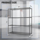 Rengue 4-Tier Wire Shelving with Wheels, 60"x 24"x72" Metal Storage Shelves, Heavy Duty Garage Storage Shelves, Chrome 2400LBS Capacity Wire Shelf Rack for Restaurant, Garage, Pantry, Black by CozyNest Decor