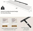 48 inch Floating Shelves for Wall Large Wall Mounted Shelves with Invisible Brackets, White Long Shelves for Bathroom, Living Room, Kitchen, Office, 48x9.1 inch deep Set of 2 by CozyNest Decor