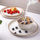 GBHOME Ceramic Dinnerware Sets for 4, 12 Pieces Stoneware Plates and Bowls Sets, Scratch Resistant Dishes, Dishwasher & Microwave Safe, Reactive Glaze-White by CozyNest Decor