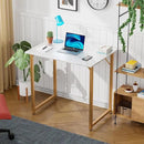 PayLessHere | 32 Inch Computer Desk | White Gold | Office Desk with Metal Frame, Adjustable Feet | Water-Resistant, Scratchproof Surface | Sturdy Writing Table for Home Office or Study | Pack of 1 by CozyNest Decor