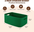 OIAHOMY Storage Basket for Shelves, Closet Cube Storage Bins Baskets for Clothes Blanket Towels, Baby Nursery, Toy Baskets Box, Woven Rope Basket, 15.75*11.81*7.09 IN, 2 Packs Green by TinyTreasures Baby Boutique