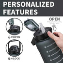 64oz,100oz,128oz Large Motivational Water Bottle with Time Marker, Leakproof & BPA Free Half Gallon Big Water Bottle with Straw Handle Tritan Frosted Water Jug for Gym,Fitness,Outdoor Sports by CozyNest Decor