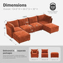 134.6" Oversized Modular Sectional Sofa, 6 Seater U Shaped Couch with Storage Ottoman with Reversible Chaise Deep Seat for Living Room, Apartment - Chenille Terracotta Orange by CozyNest Decor