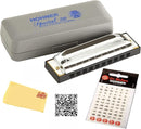 Hohner 560 Special 20 Harmonica - Key of F Sharp Bundle with Carrying Case, Key Stickers, Harmonica Beginner Online Manual, and Austin Bazaar Polishing Cloth by TinyTreasures Baby Boutique