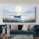 Oversized Large Living Room Wall Art, Blue Wall Decor for Bedroom, Modern Nautical Ocean Beach Seascape Nature Picture Sailboat Moon Lake Mountain Canvas Print Relaxing Serene Coastal Rustic Artwork by CozyNest Decor