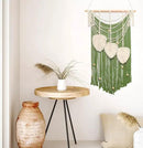 JONKASIPA Macrame Wall Hanging Bohemian Handmade Leaf Feather Wall Art Decorations, Green fringe Chic Home Decor for Apartment Dorm Living Room Bedroom by CozyNest Decor