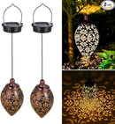 Hanging Solar Lights Solar Lantern LED Garden Lights Metal Lamp Waterproof for Outdoor Hanging Decor (2 Pack) by GreenHaven Gardens